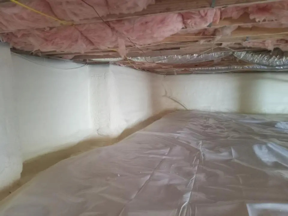 Crawl space encapsulation with closed-cell spray foam for Storm Damage Roof Repair in Middle Valley